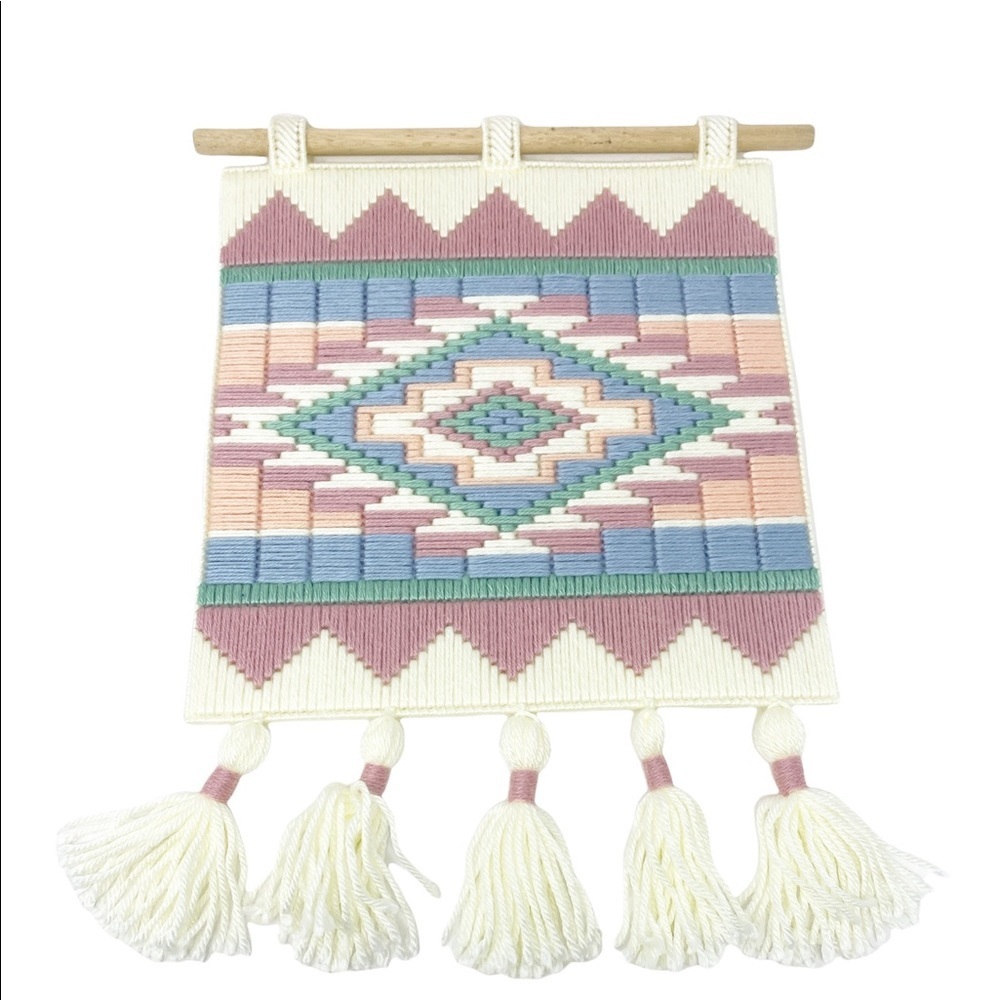 Handmade Wood Loom Tassel Bohemian Woven Wall Hanging Knitting Tapestry